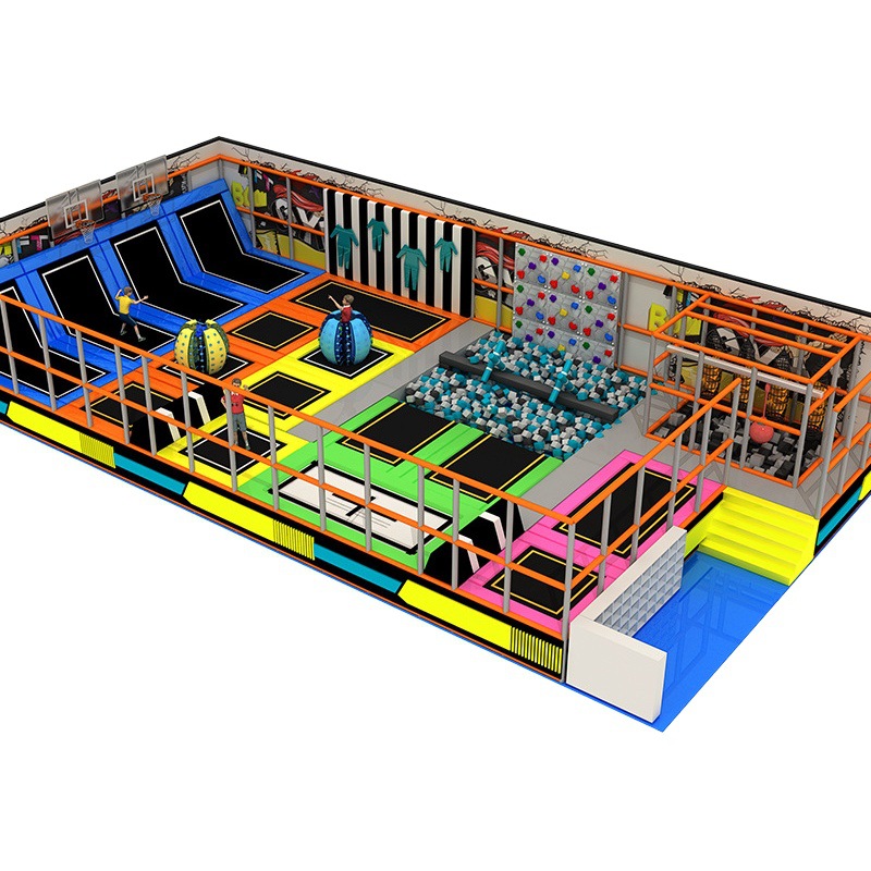 Parque de trampolines grande para interiores, popular en TikTok, para niños y adultos, trampolín de fitness, suministro directo del fabricante, instalaciones de entretenimiento combinadas