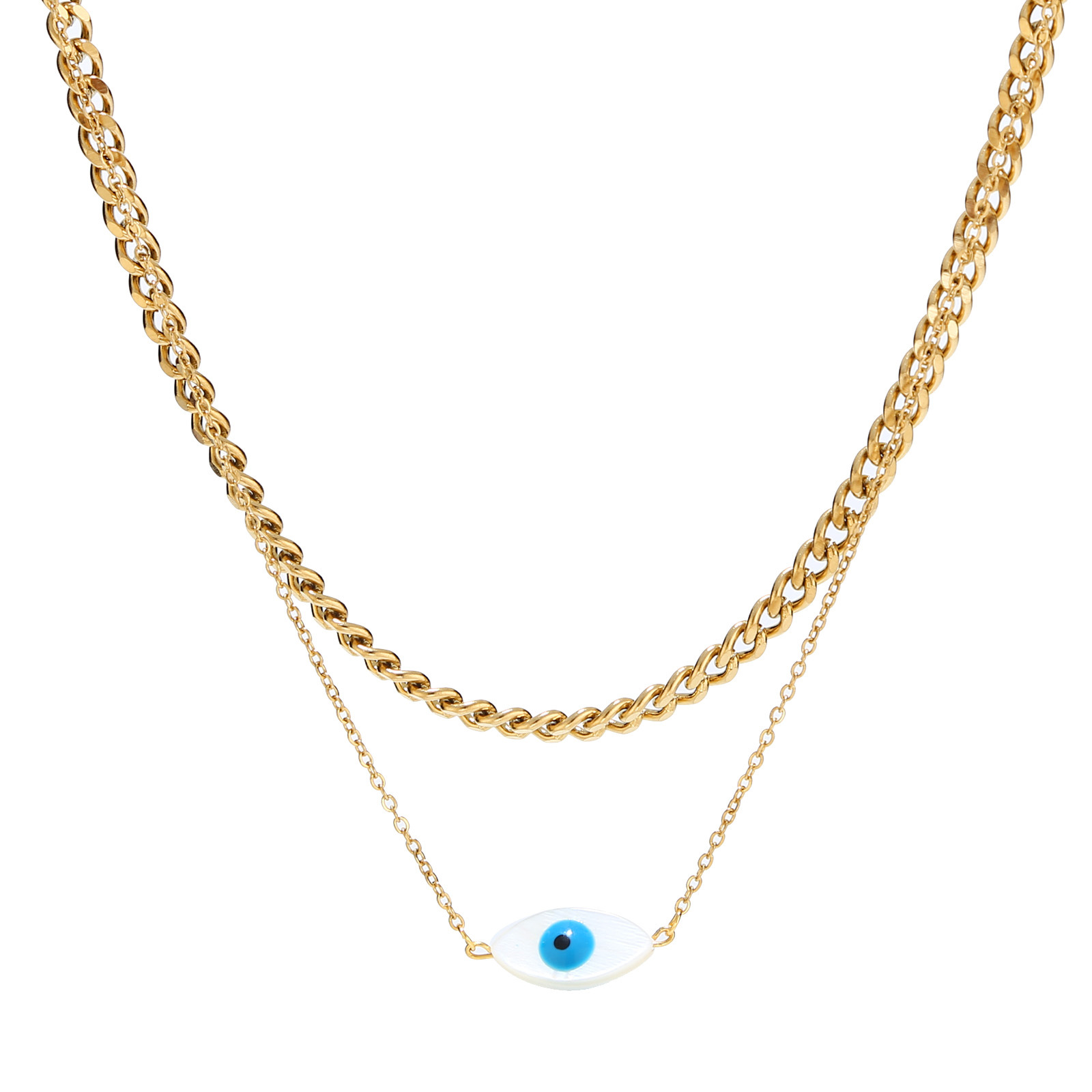 Fashion Eye Titanium Steel Plating Layered Necklaces 1 Piece