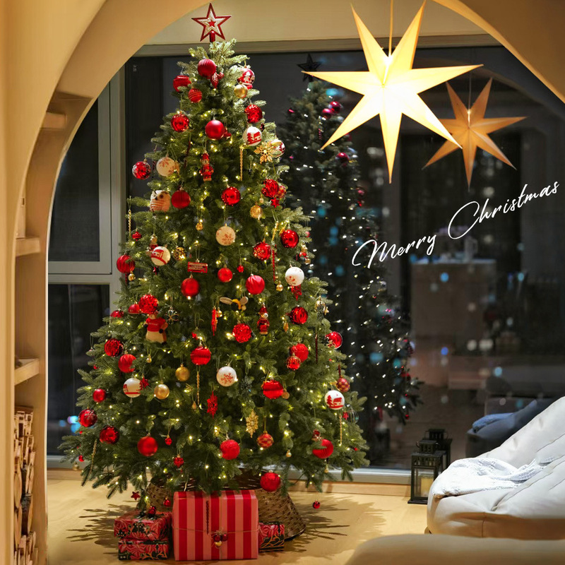 Pure Pe Christmas Tree for Home Living Room Villa Three-Dimensional 5-Prong 2.01m Christmas Decorations DIY Floor Tree
