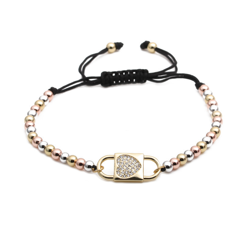 Simple Mixed Color Copper Beads Black Rope Chain Love Adjustable Bracelet display picture 1