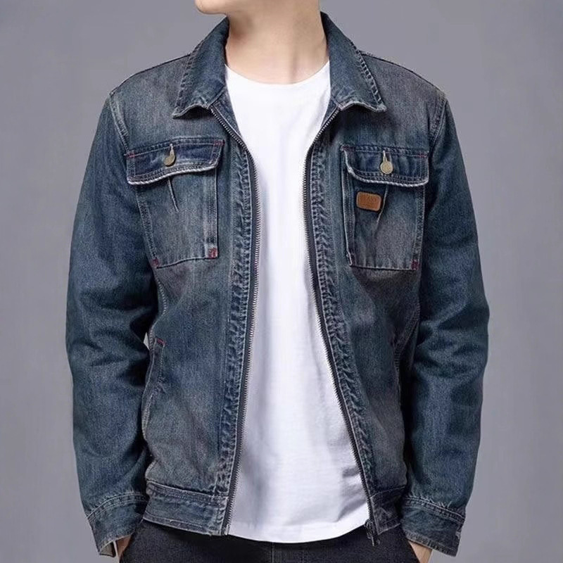 Men's Denim Jacket 2025 Spring and Autumn Style, Zip-Up, Korean Version, Slim Fit, Retro, Casual, Stylish, Versatile Workwear
