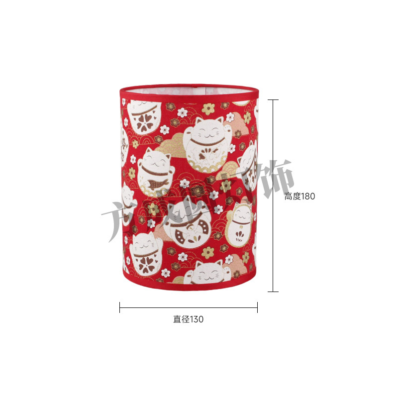 Nuevo producto Pantalla de lámpara de tela Patrón de impresión rojo chino Lámpara de escritorio de dormitorio Lámpara de pared Lámpara de pie Pantalla redonda