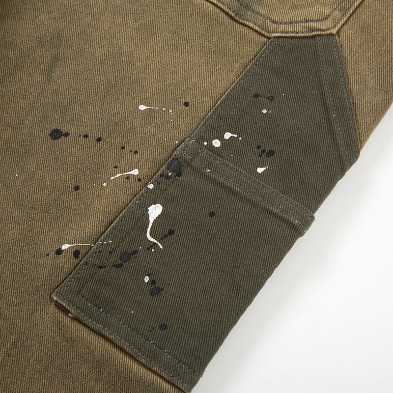 Moda creativa nuevo ejército verde costura micro-elástico registro jeans hombres costura micro-elástico Pantalones rectos al por mayor