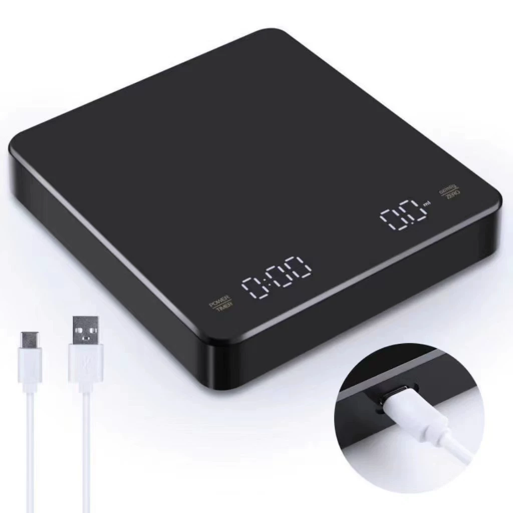 Светодиодные весы для приготовления кофе вручную, перезаряжаемые, с таймером, автоматическим таймером, электронные весы для дома, 3 кг/0,1 г, кухонные весы, оптом