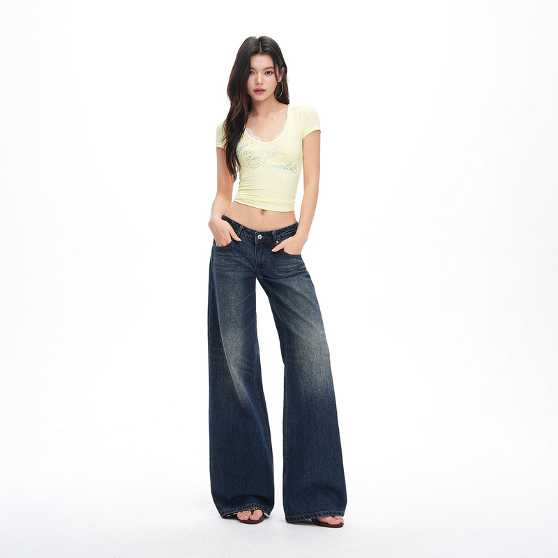 American-Style Spicy Girl Low-Waist Wide-Leg Jeans for Women, 2026 Spring New Straight Loose Slimming Versatile Floor-Length Pants American-Style Spicy Girl Low-Waist Wide-Leg Jeans for Women, 2026 Spring New Straight Loose Slimming Versatile Floor-Length Pants