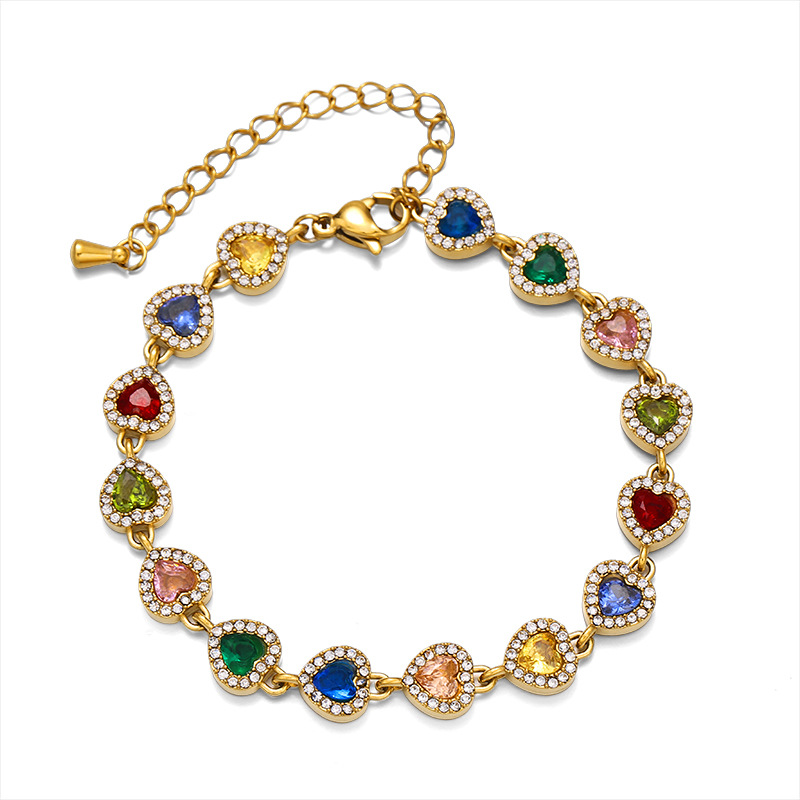 Tina Europa y los Estados Unidos transfronterizos viejos estilos de dinero de acero inoxidable joyas de pulseras de zirconio de color ligero lujo alto sentido de joyas de diamante al por mayor