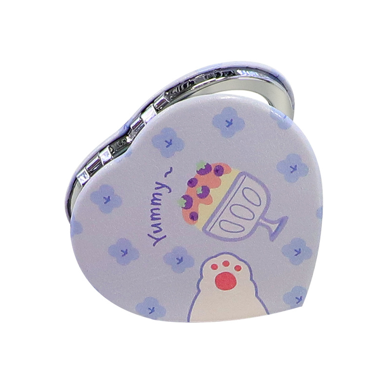 Amor pequeño espejo niña pequeño regalo espejo de doble cara al por mayor PU imagen impresa estudiante lindo bolsillo portátil espejo cosmético