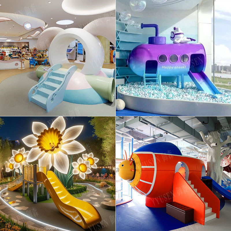 Creative Fiberglass Slide Children's Cartoon Interactive Device Indoor and Outdoor Seats Public Area Leisure Chair Stool