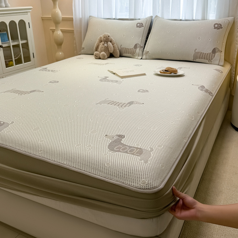 A clase madre e infante grado frijoles de verano estera de seda de hielo estera de verano hogar estera suave se puede lavar con máquina dormitorio set de tres piezas 4