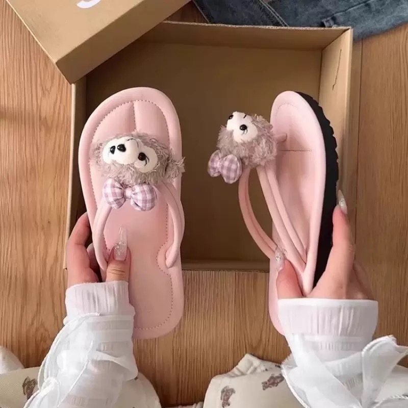 Transfronterizos lindos dulces de dibujos animados nuevas zapatillas de clip de pies de alto valor de cara zapatillas de ocio al aire libre zapatillas frías