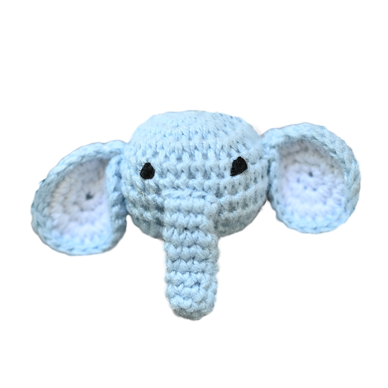 Muñecas de peluche de crochet creativas hechas a mano dibujos animados de punto conejo cabeza de animal accesorios de cadena de tetas DIY