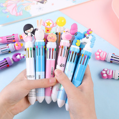 クリエイティブかわいい新しいオイルペン十色多機能多色一体型十色ボールペン卸売り学生賞品プレゼント