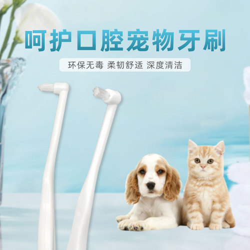 Pet toothbrush oral care for cats and dogs, cleaning teeth tools small size soft flat head pointed head toothbrush pet supplies