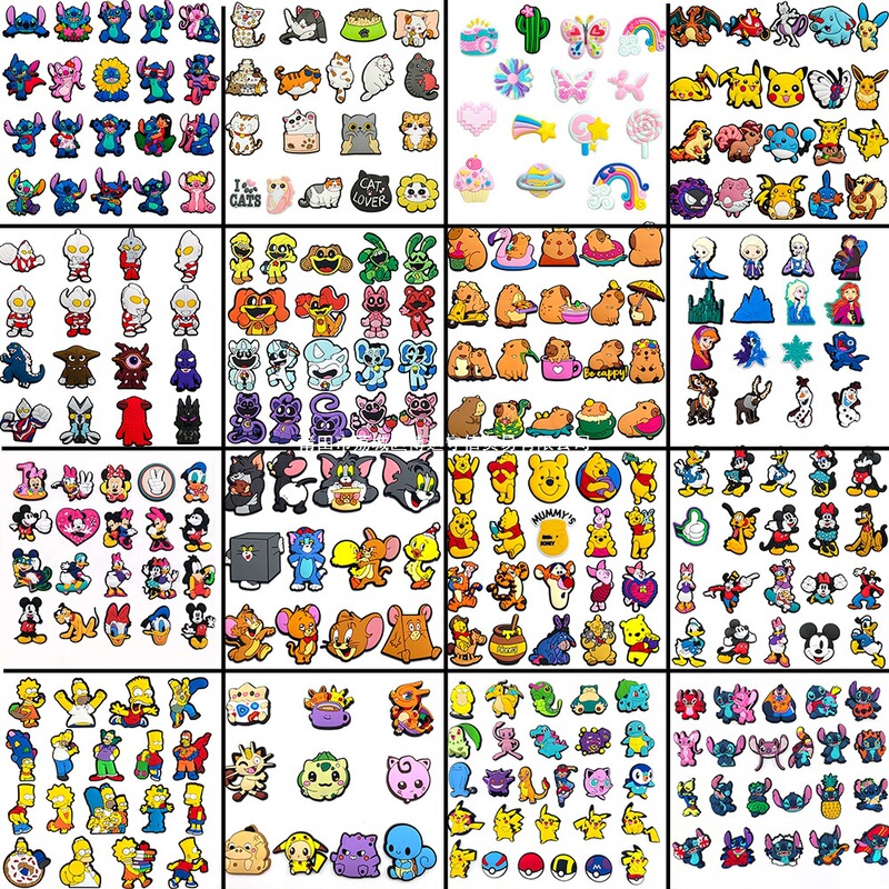 Hot-Selling Croc Shoes Set Shoes Flower Decoration Exquisite Cute Accessories Set 84 Shoe Buckles Soft Plastic Zhibixing Anime DIY