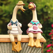 适用花园庭院装饰鸭子摆件水缸微景观创意造景树脂动物阳台花盆布