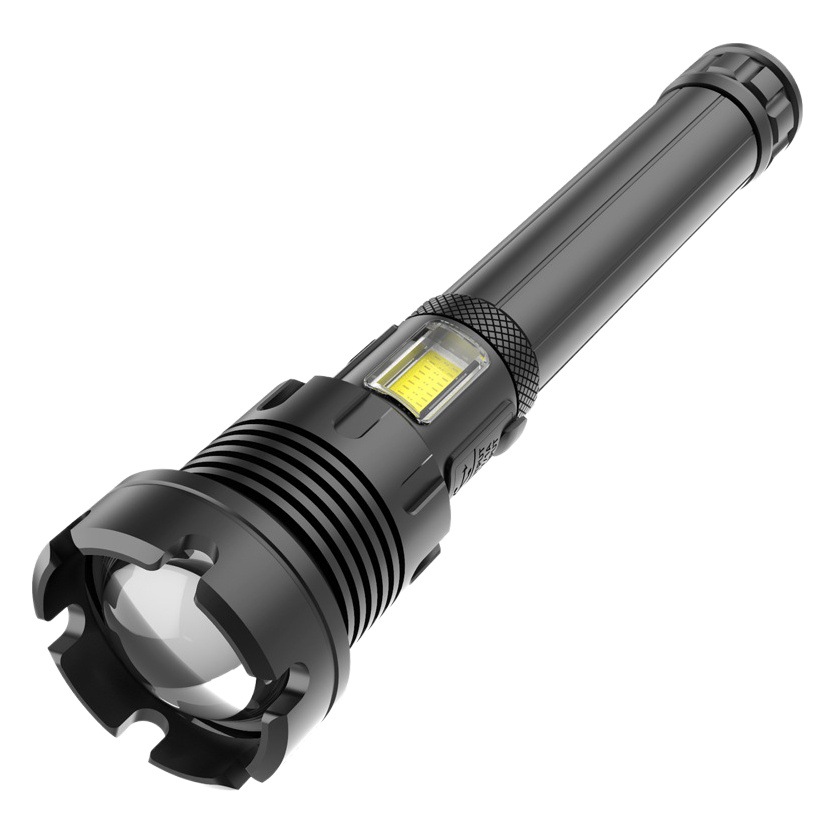 Linterna transfronteriza P90 de luz fuerte, luz multifuncional de advertencia de emergencia de trabajo, zoom telescópico exterior, linterna de luz fuerte