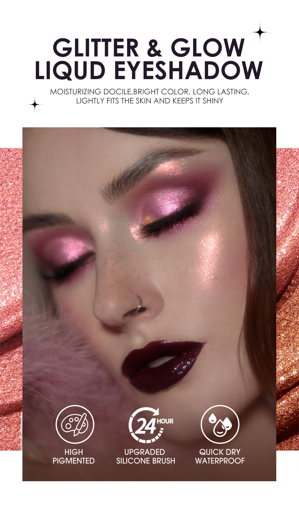 Langmanni Pearlescent Liquid Eyeshadow Ten-Color Single Pack Chameleon Pearlescent Eyeshadow Liquid Application Scenario