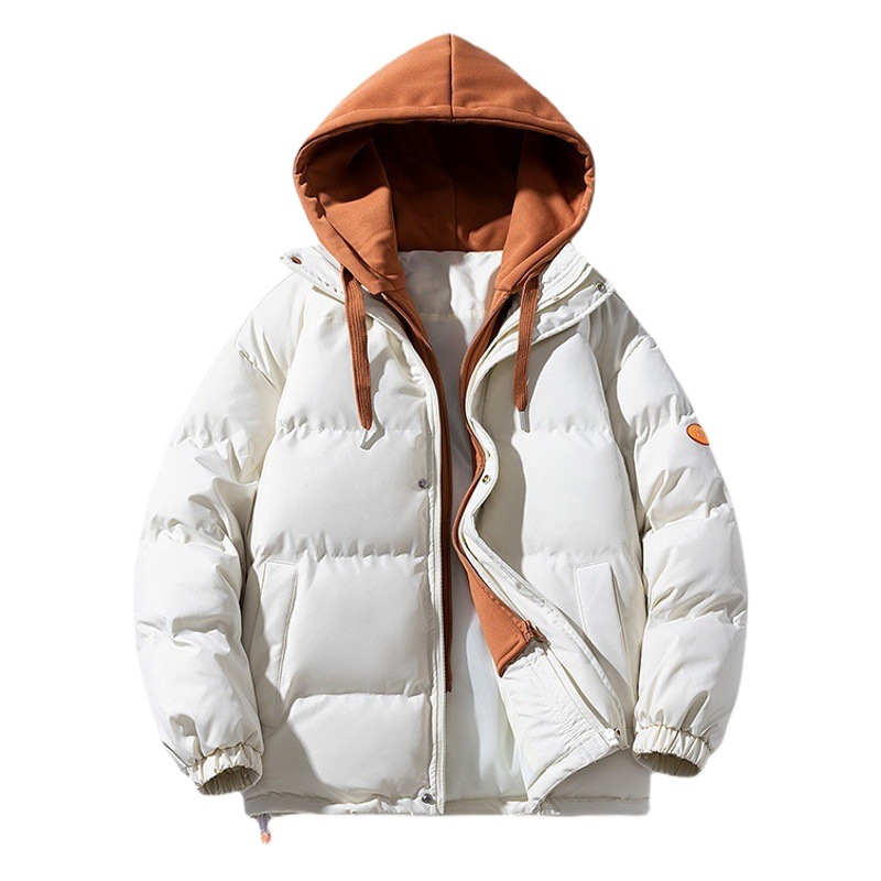 Abrigo acolchado de algodón de la NASA para hombre falso de dos piezas abrigo con capucha de la marca de moda japonesa Abrigo con capucha de los hombres transfronterizos sueltos más tamaño Abrigo acolchado de algodón engrosado chaqueta acolchada de algodón