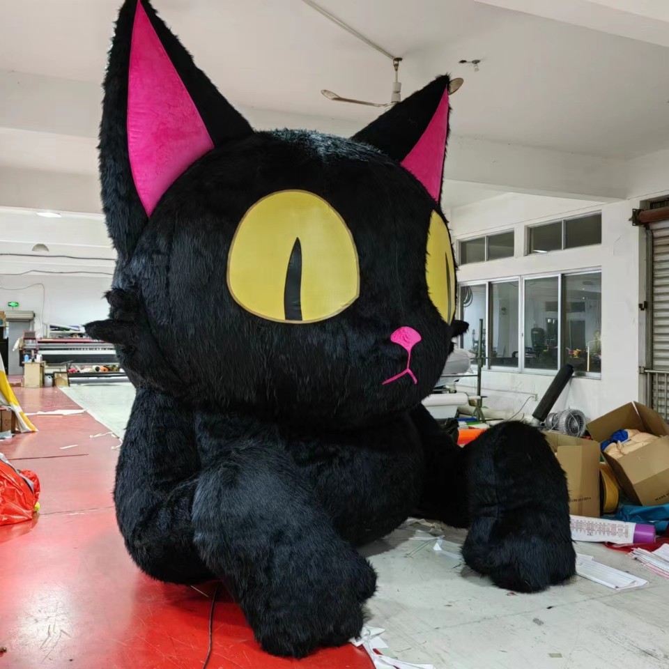长毛绒充气卡通  户外卡通气模 猫卡通