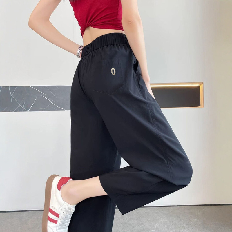 Summer Thin Ice Silk Quick-Dry Casual Sports Pants for Women, Loose Slimming Straight-Leg Cropped Pants, Japanese-Style Simple Harem Pants Summer Thin Ice Silk Quick-Dry Casual Sports Pants for Women, Loose Slimming Straight-Leg Cropped Pants, Japanese-Style Simple Harem Pants