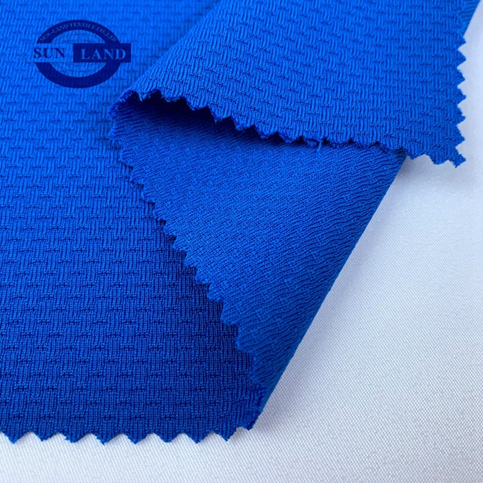 厂家直销 吸湿排汗竖条蜂巢网眼布 蓝球服骑行服运动服面料