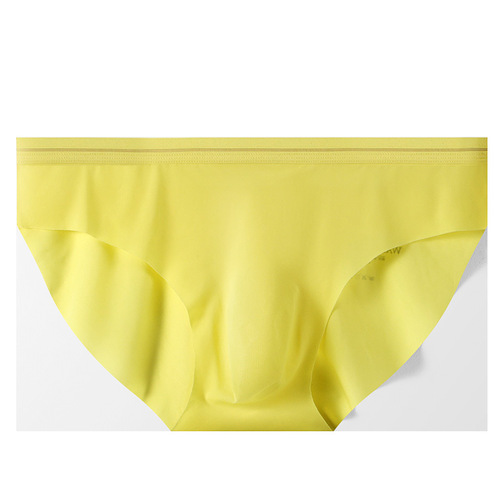 Solid color spring and summer new men's underwear, thin ice silk underwear for men, comfortable U convex bag men's briefs