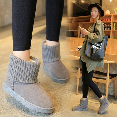 Women's Winter Snow Boots with Fleece Lining, Insulated and Thick Cotton Boots, Versatile Cold-Resistant Thick-Soled Short Boots, Northeastern Cotton Shoes