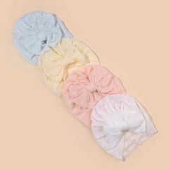 嬰兒夏季頭巾帽薄款透氣帽新生兒胎帽女寶寶印度帽外貿新款網紗帽