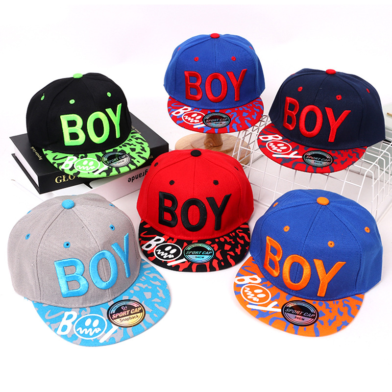 Cartoon smiley child hat boy hip-hop bas...