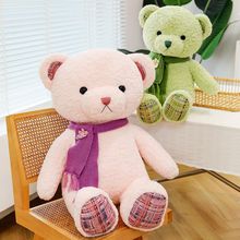 新款毛绒玩具围巾七彩熊闺蜜儿童生日礼物抱枕泰迪熊公仔娃娃批发