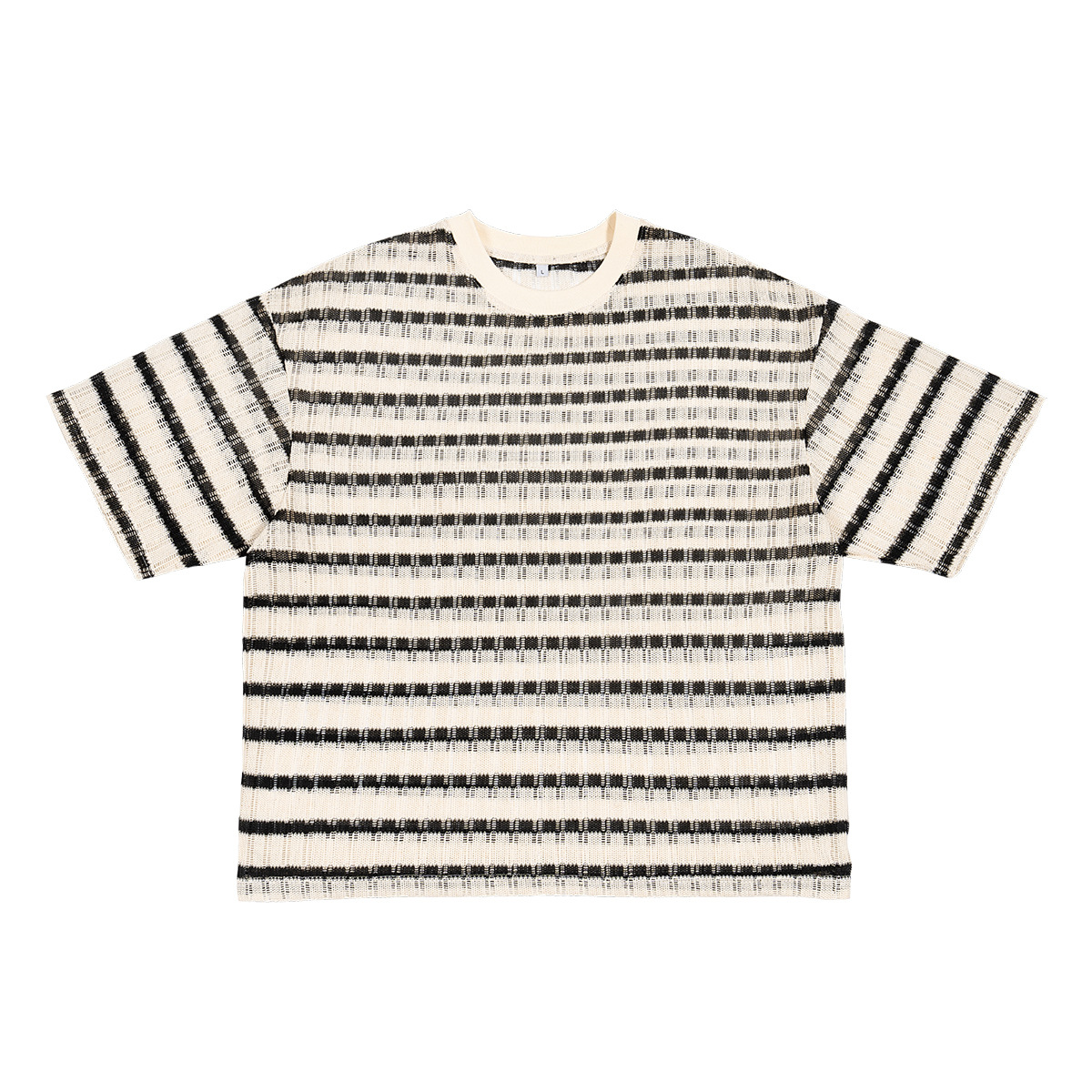 ETAI Hombre| Marca de moda casual suelta hombre malla manga corta de alta calidad cuadrada tipo hombre rayas manga corta