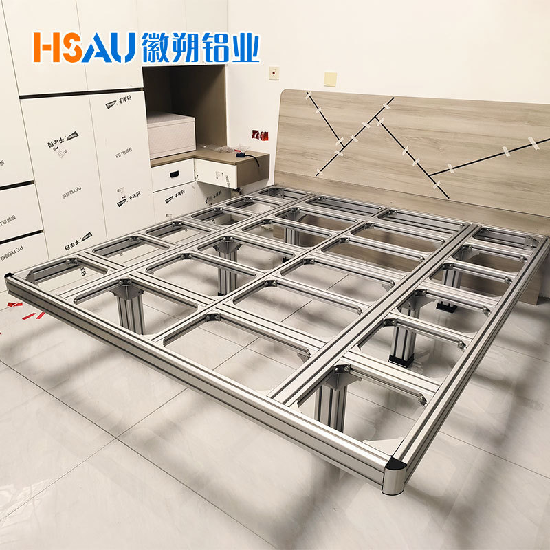 厂家直供铝合金床架 简约双人排骨架床架铝型材铝合金床架 无床头|undefined