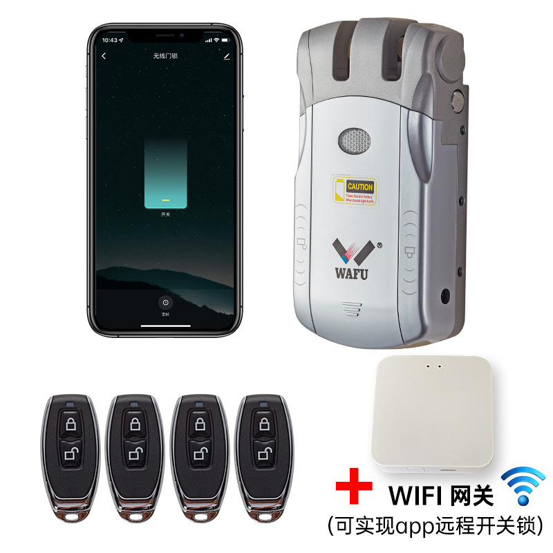 Cerradura WAFU sin llave con diseño de cabeza de toro para puerta de entrada, cerradura eléctrica invisible antirrobo con control remoto, cerradura inteligente Tuya para uso doméstico.