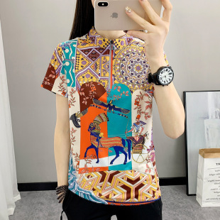 24D315 Stretch Short-Sleeved T-Shirt for Women Summer 2025 New Elegant Stand-Up Collar Loose Quick-Drying Top Breathable Thin Running