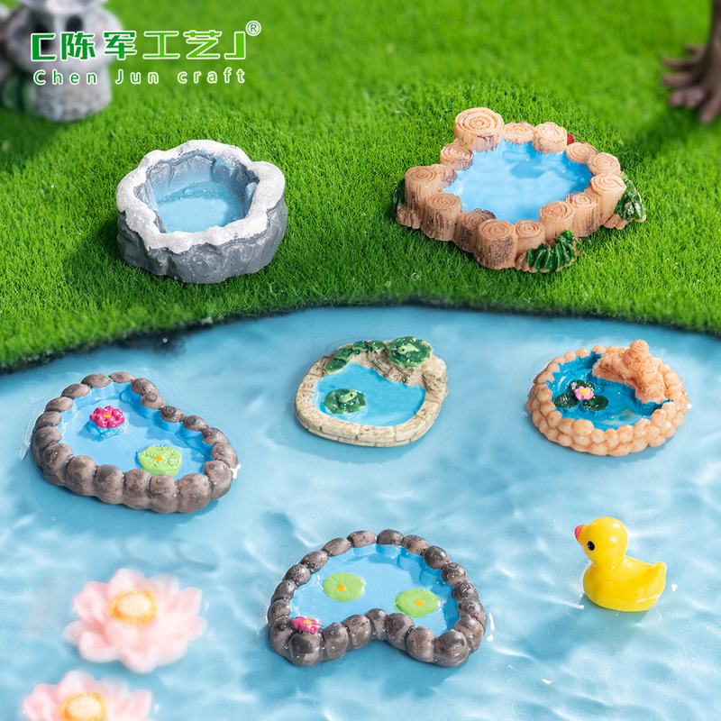 Moss micro landscape creative simulation pool tower gardening landscape DIY decorative accessories miniature mini small ornaments Moss micro landscape creative simulation pool tower gardening landscape DIY decorative accessories miniature mini small ornaments