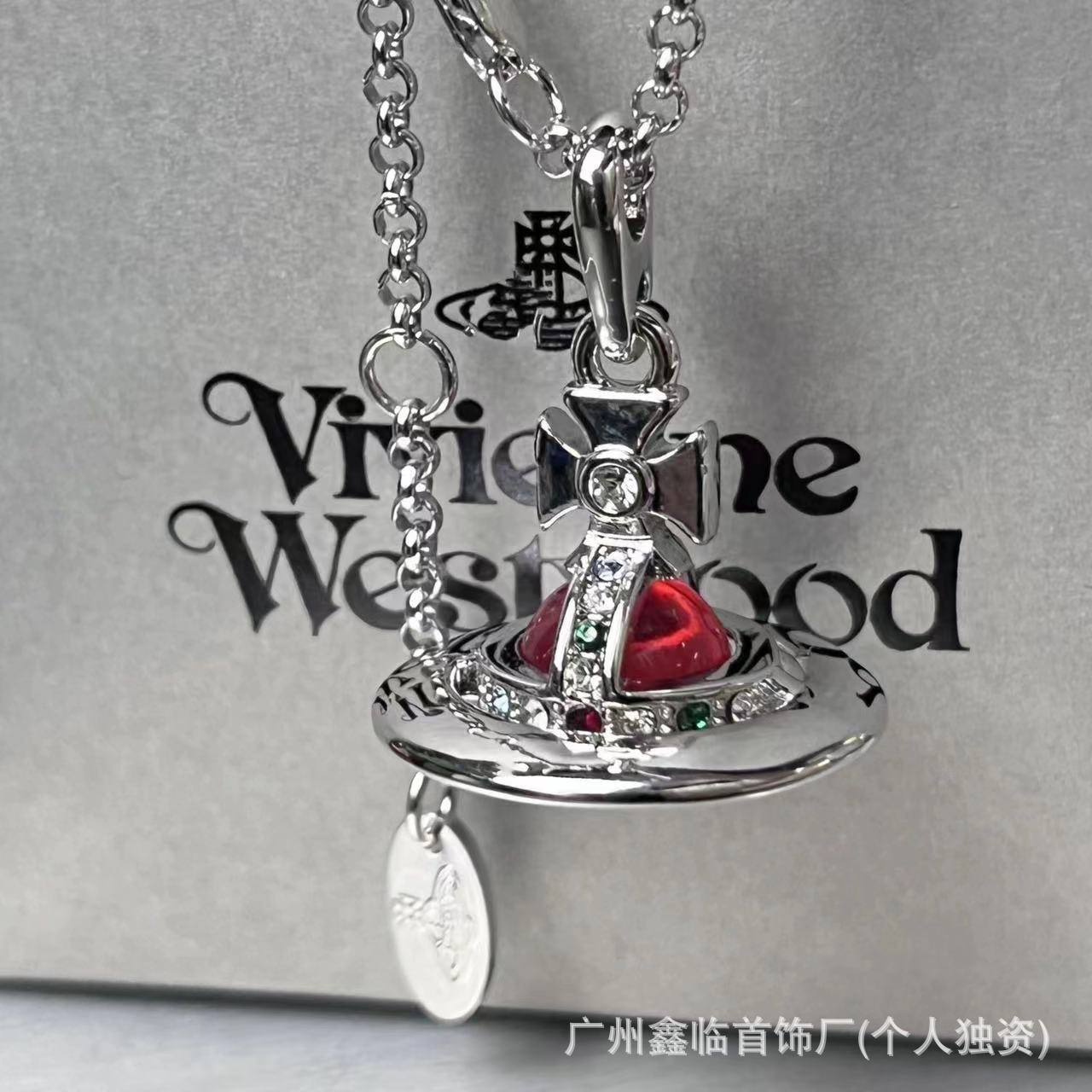 High-End Version of Empress Dowager's Medium-Sized Orb Saturn Necklace, Vivienne Classic Multicolor Three-Dimensional Planet Clavicle Chain Wholesale
