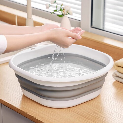 Folding square face basin portable travel plastic foldable basin student dormitory space-saving thick foot basin