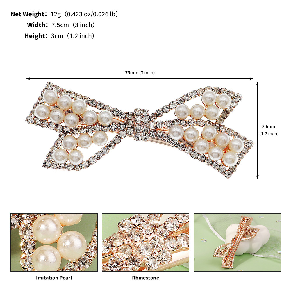 20g Weight Hair Clip Hair Accessories Type 1 Piece Quantity Banquet, Party Occasion Rhinestone Material Heart Shape, Bow Knot Pattern All Seasons Season Women's Gender Elegant, Shiny Style Elegant Shiny Women's Heart Shape Bow Knot Rhinestone Hair Clip 7