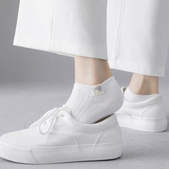 Cotton socks summer boat socks women Japanese cute socks cloth label bear socks solid color simple student white socks wholesale
