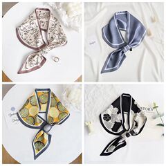 Silk scarf for lazy people in spring and autumn, fashionable imitation silk, ever-changing printed hairband, long fashionable and versatile narrow scarf