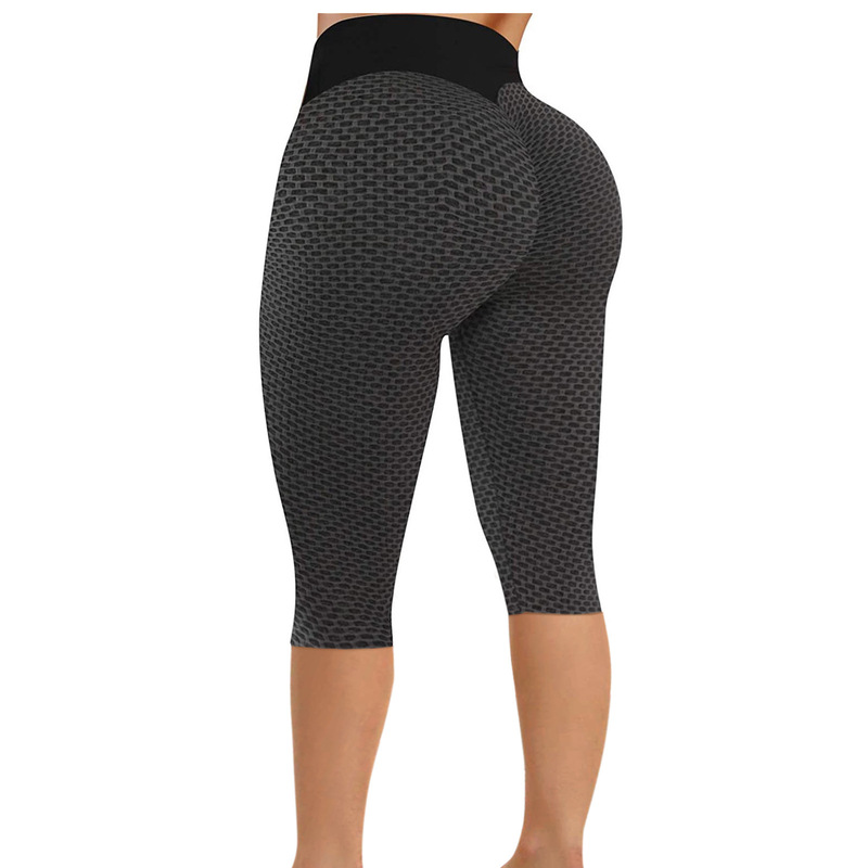 2021 fitness pants women's elastic tight cropped pants hip slimming running compression quick-drying yoga cropped pants