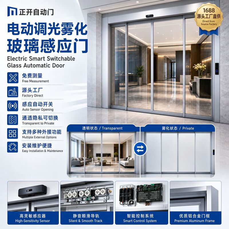 Electric Dimmable Frosted Glass Sensor Door Factory Installs Dimmable Glass Sensor Doors in Offices