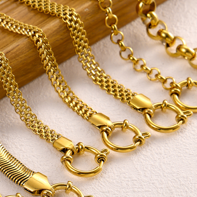 304 Stainless Steel Material Solid Color Pattern All Seasons Season Vintage Style Classic Style Solid Color 304 Stainless Steel 14K Gold Plated Mesh Bracelet Bracelets In Bulk