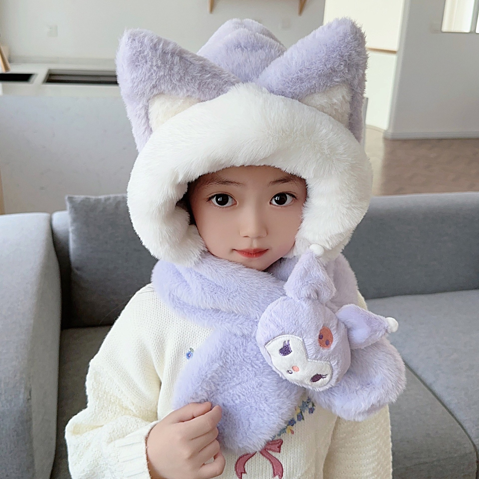 보라색 고양이 귀