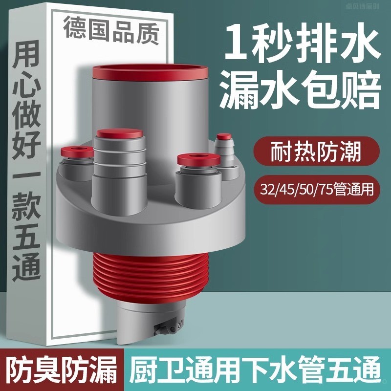 キッチン排水管三方逆流防臭加工品、流し台シンクパイプシールプラグ、排水管シールカバー|undefined