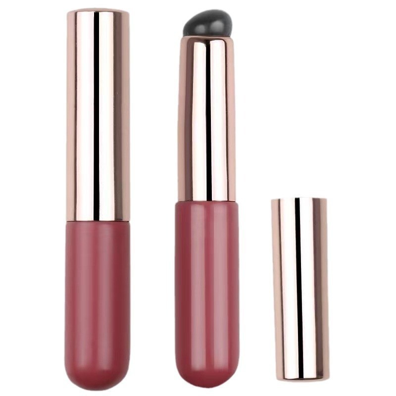 Cepillo labial de silicona con tapa, cepillo labial portátil de dedo redondo, tubo de lápiz labial, herramienta de maquillaje de cepillo de blanqueo