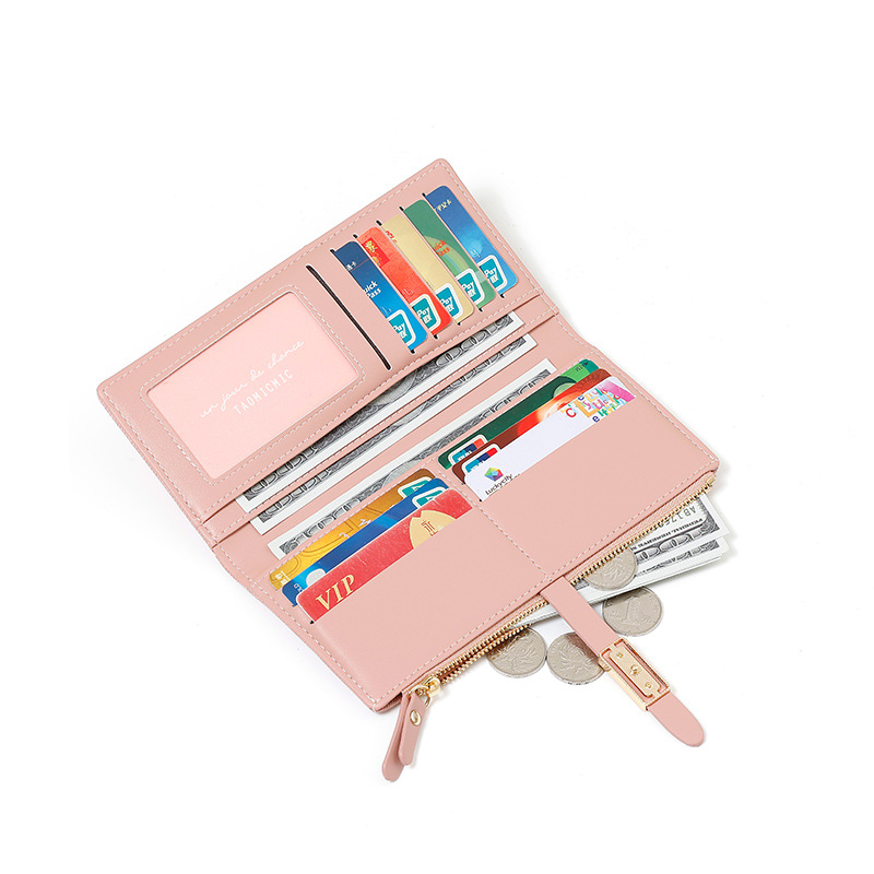 Portemonnee Nieuwe dames lange leren portemonnee met dubbele rits, portemonnee met nisontwerp, 4 kleuren beschikbaar_voghion.com