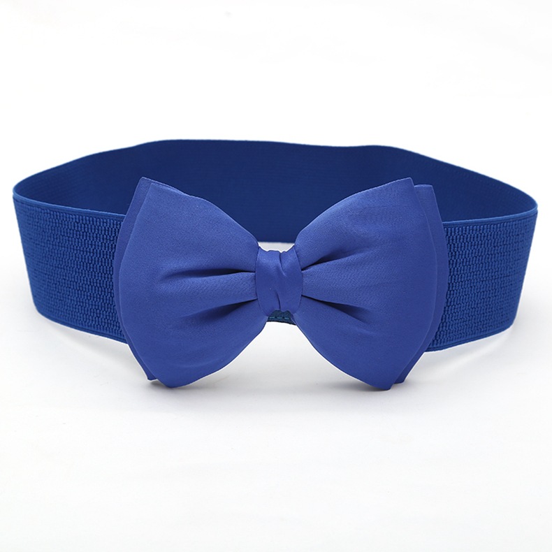 Retro Simple Style Solid Color Bow Knot Alloy Elastic Band Women's Woven Belts display picture 10