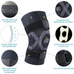 Dual-Strap Sports Knee Support with Silicone Shockproof Straps, Fixed Spring Brace for Basketball, Fitness, Running, Non-Slip Cross-border