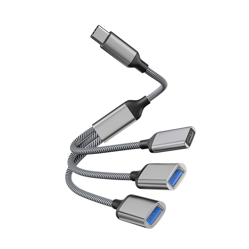 Type-c to usb one to three 60w (gray)